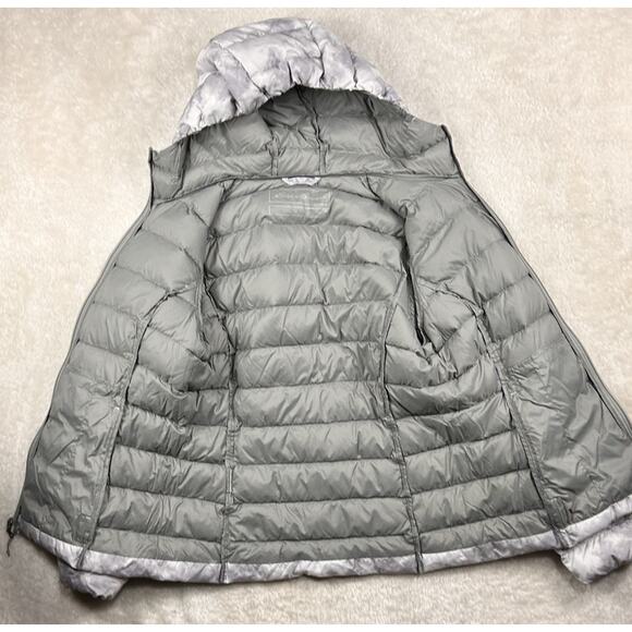 Eddie Bauer EB650 Down Puffer Jacket Womens PXS White Splatter Hooded Parka Coat - Picture 8 of 8